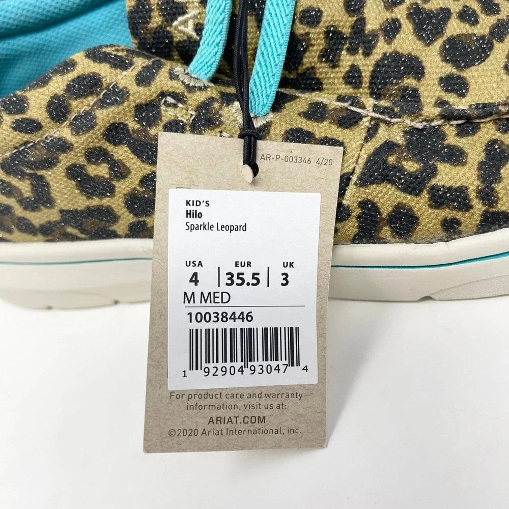 Ariat Hilo Shoes Youth Big Girls 4 Sparkle Leopard‎ Canvas Western Casual Loafer